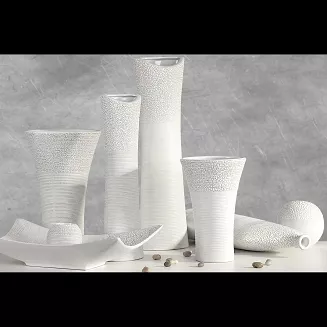 Świecznik dekoracyjny RISO 9x9 Eurofirany kremowy kulisty z efektem kropel rosy