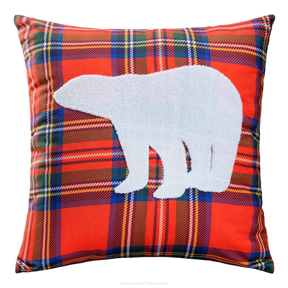 Poszewka dekoracyjna PNCH-07 45x45 Darymex czerwona kratka niedźwiedź