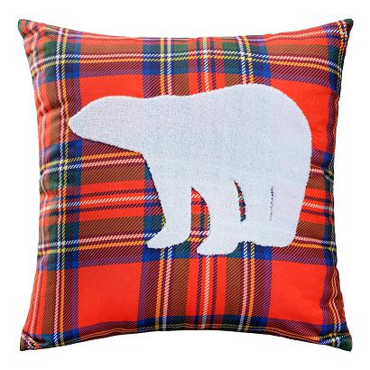 Poszewka dekoracyjna z haftem PNCH-07 45x45 Darymex czerwona kratka niedźwiedź