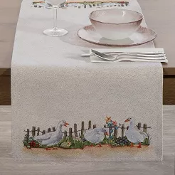 Bieżnik dekoracyjny gobelin 45x140 Eurofirany naturalny wielokolorowy wiejski krajobraz gęsi
