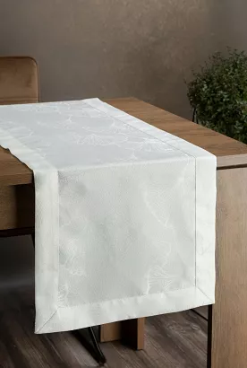 Bieżnik dekoracyjny/ nakładka DORIS 40x180 Eurofirany naturalny w liście miłorzębu
