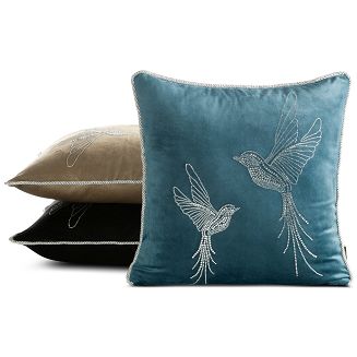 Poszewka dekoracyjna BLINK 45x45 Eurofirany beżowa srebrne kolibry