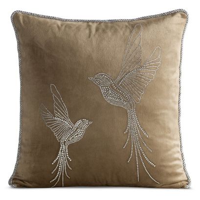 Poszewka dekoracyjna BLINK 45x45 Eurofirany beżowa srebrne kolibry