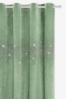 Zasłona gotowa na przelotkach Shiny 140x250 welurowa z kryształkami szałwiowa