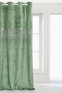 Zasłona gotowa na przelotkach Shiny 140x250 welurowa z kryształkami szałwiowa