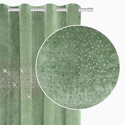 Zasłona gotowa na przelotkach Shiny 140x250 welurowa z kryształkami szałwiowa