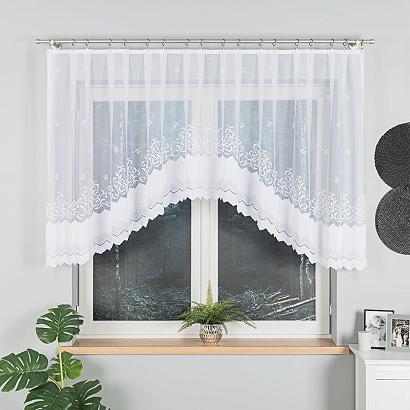 Firanka żakardowa gotowa na żabki GENOWEFA 300x120 biała