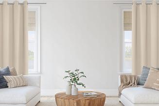 Zasłona gotowa na przelotkach HOLD 140x250 zaciemniająca blackout jasnobeżowa