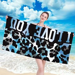 Ręcznik plażowy 100x180 niebieski czarny panterka