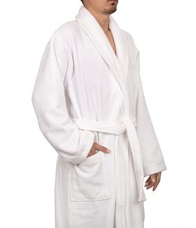Szlafrok hotelowy frotte damski męski uniseks wiązany biały