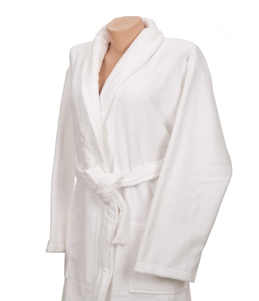 Szlafrok hotelowy frotte damski męski uniseks wiązany biały