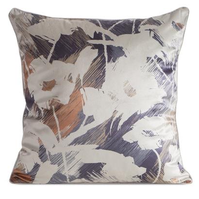 Poszewka dekoracyjna AMBRA 45x45 Eurofirany granatowa beżowa artystyczne kwiaty