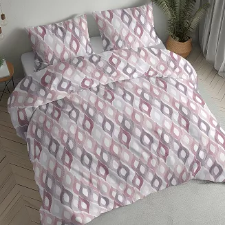 Pościel flanelowa 160x200 biała pudrowa szara geometryczne łezki