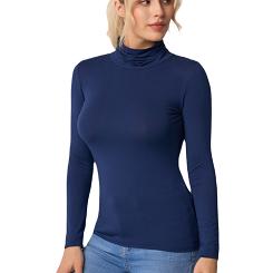 Bluzka damska z golfem i dlugim rękawem BEVERLY granatowa