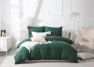 Pościel Queen 160x200 butelkowa ze złotą lamówką bizą