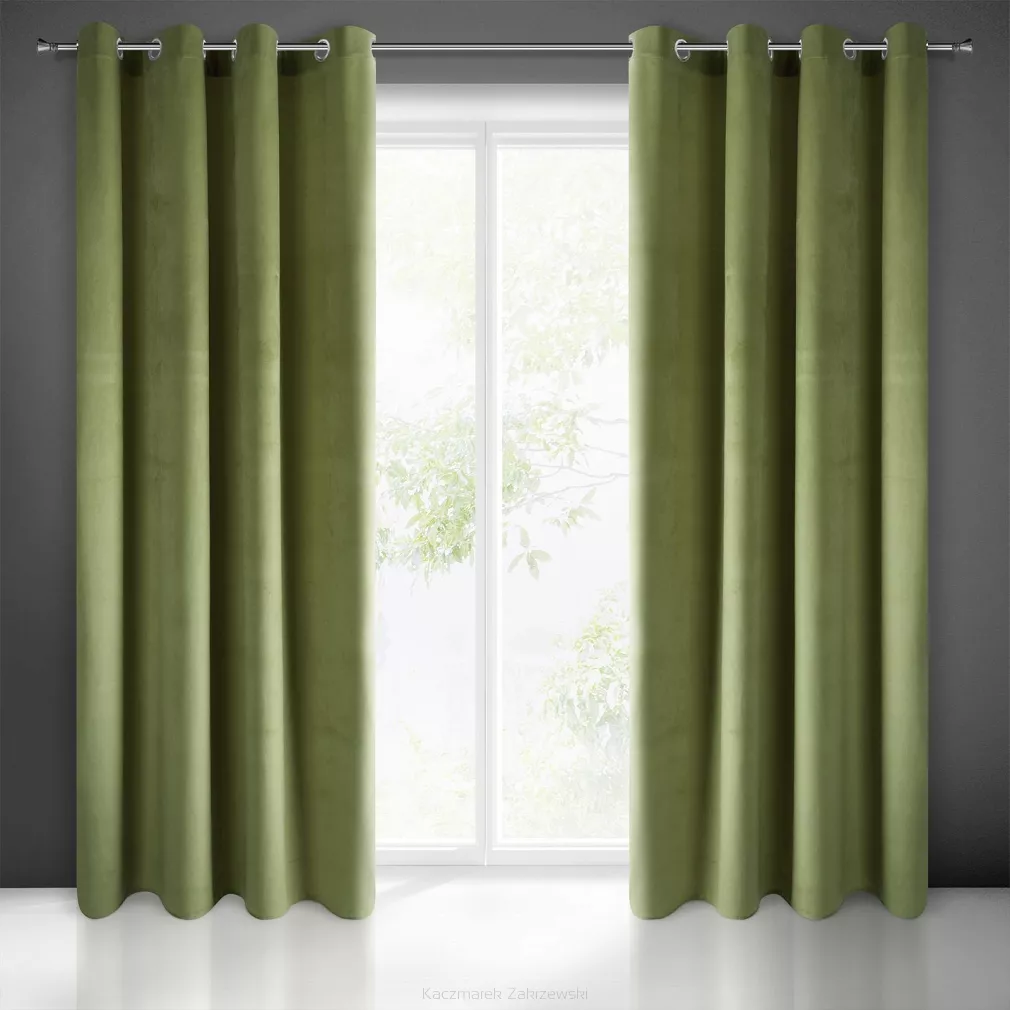 Zasłona gotowa na przelotkach PIERRE 140x250 Pierre Cardin Eurofirany oliwkowy