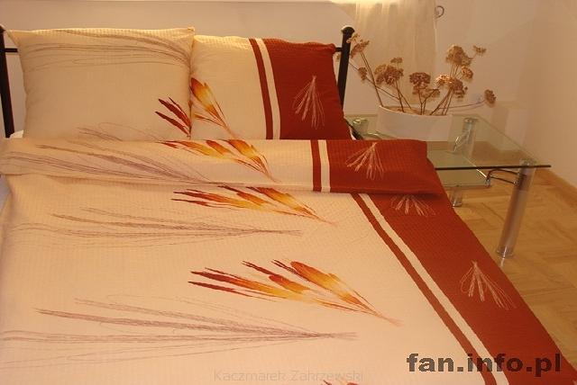 Pościel z kory 100% bawełna 160x200 wzór pióra ekri/brąz