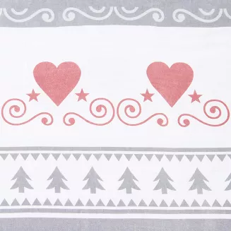 Pościel flanelowa FLANELOVE 220x200 szara w serca i choinki