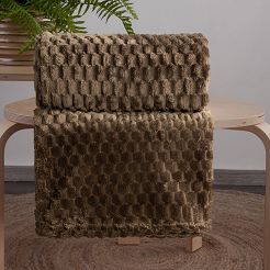 Koc narzuta CINDY6 70x160 Design91 ciemnobrązowy z przestrzennym tłoczeniem 3D