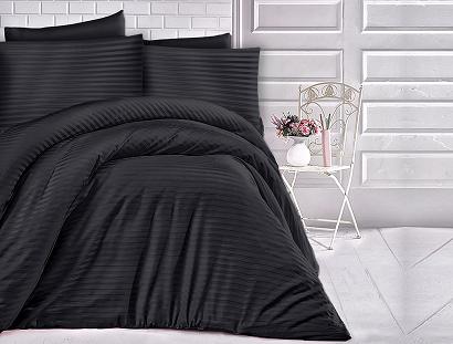 Pościel satyna bawełniana adamaszek 200x220 czarna