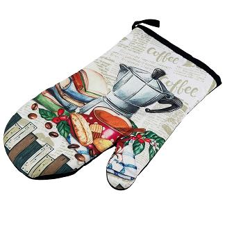 Rękawice kuchenne 18x27 z magnesem 2 szt. czarne śniadanie przy kawie