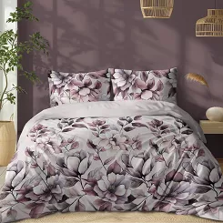 Pościel bawełniana 220x200 Detexpol różowa pudrowa wrzosowa magnolie