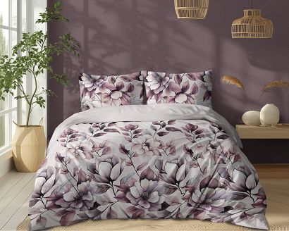 Pościel bawełniana 220x200 Detexpol różowa pudrowa wrzosowa magnolie