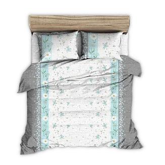 Pościel z kory 180x200 biała szara błękitna polne kwiaty