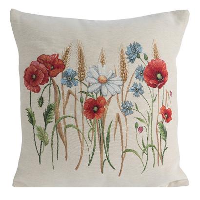 Poszewka dekoracyjna gobelin 45x45 Eurofirany naturalna kwiaty maki