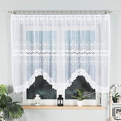 Firanka żakardowa gotowa na żabki BASTIA 320x140 biała