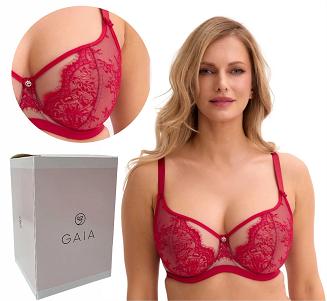 Biustonosz balkonetka z koronką GAIA Soft Frida 1274 miękki czerwony mokka