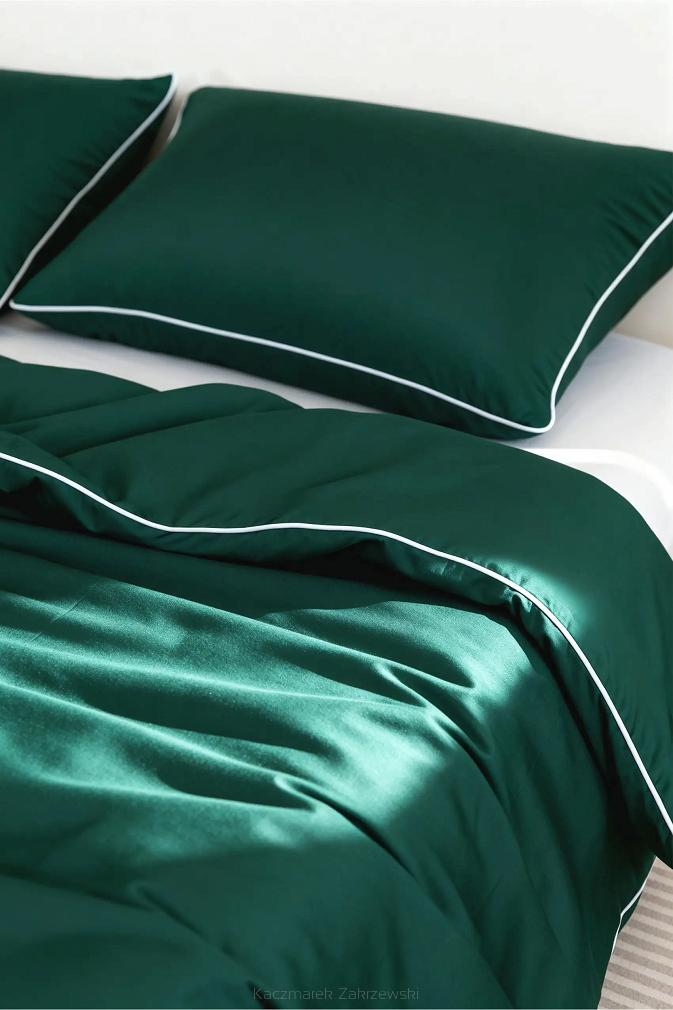 Pościel bambusowa 220x200 butelkowa z białą bizą