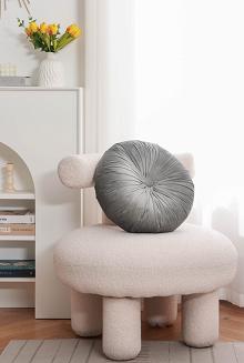 Poszewka dekoracyjna Soft welurowa popielowa okrągła