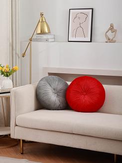 Poszewka dekoracyjna Soft welurowa popielowa okrągła