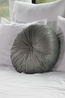 Poszewka dekoracyjna Soft welurowa popielowa okrągła