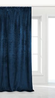 Granatowa Zasłona Welurowa Na Taśmie 140x270 Velvet Soft