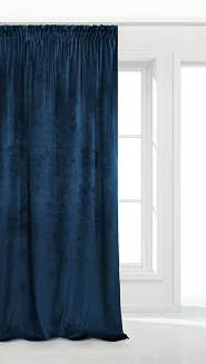 Granatowa Zasłona Welurowa Na Taśmie 140x270 Velvet Soft