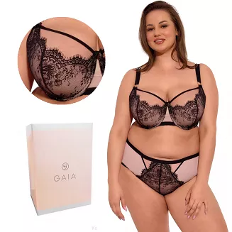 Biustonosz z koronką GAIA Semi-Soft Aina MAXI 1273 półusztywniany czarny różowy