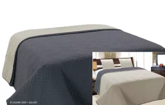 Narzuta dekoracyjna z poszewkami VIGO II 220x240 ciemnoszara srebrna geometryczne fale