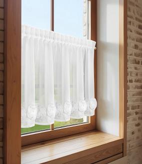 Zasłona gotowa na taśmie ROSES 150x40 Eva Minge Eurofirany biały