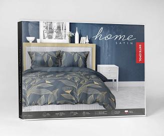 Pościel satynowa 160x200 granatowa złota kwiaty