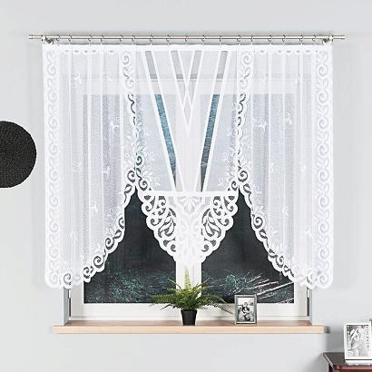 Firanka żakardowa gotowa na żabki ROZALIA 250x140 biała