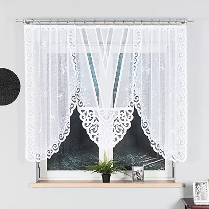 Firanka żakardowa gotowa na żabki ROZALIA 250x140 biała