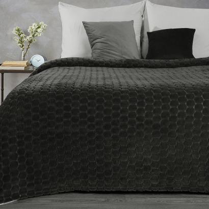 Koc narzuta ZOE 150x200 Eurofirany grafitowy wytłaczany wzór