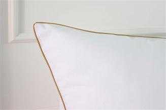 Pościel bawełniana Retro 140x200 biała z lamówką Złota