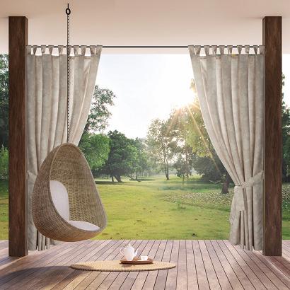 Zasłona gotowa na szelkach wodoodporna GARDEN 155x220 Eurofirany ogrodowa pudrowa