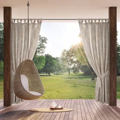 Zasłona gotowa na szelkach wodoodporna GARDEN 155x220 Eurofirany ogrodowa pudrowa