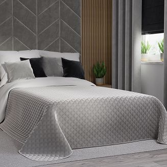 Narzuta dekoracyjna VELVI 170x210 pikowana w geometryczny wzór szara