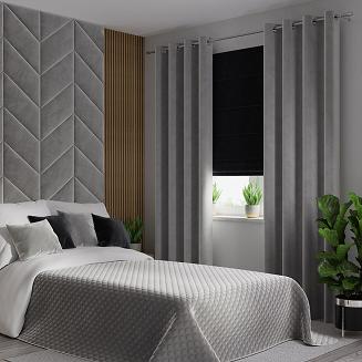 Narzuta dekoracyjna VELVI 170x210 pikowana w geometryczny wzór szara