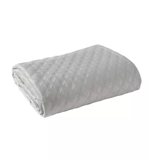 Narzuta dekoracyjna VELVI 170x210 pikowana w geometryczny wzór szara